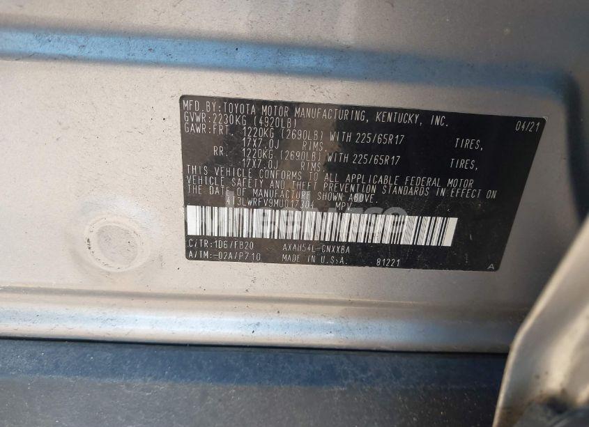 Photo 9 of 2021 Toyota Rav4 HYBRID LE (VIN 4T3LWRFV9MU017304)