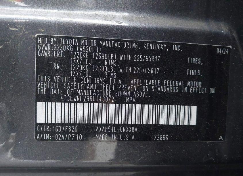 Photo 9 of 2024 Toyota Rav4 HYBRID LE (VIN 4T3LWRFV9RU143072)