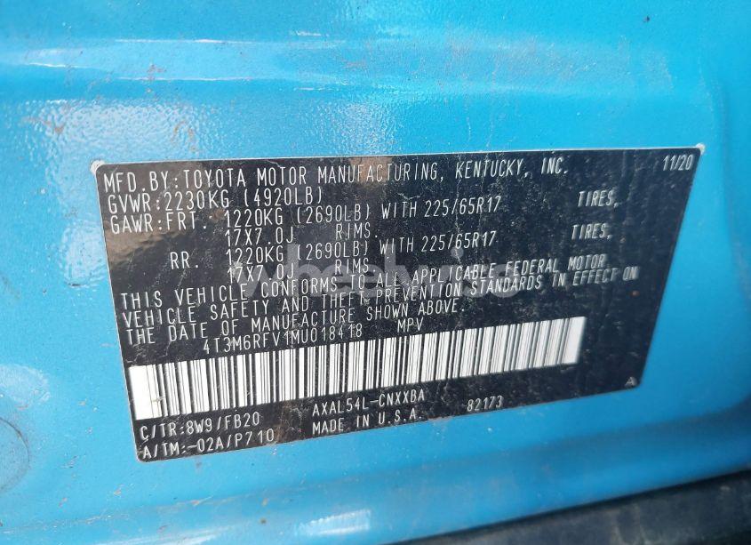 Photo 9 of 2021 Toyota Rav4 HYBRID LE (VIN 4T3M6RFV1MU018418)