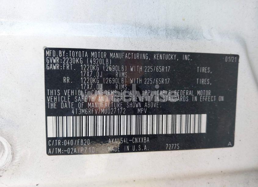 Photo 9 of 2021 Toyota Rav4 HYBRID LE (VIN 4T3M6RFV7MU027172)