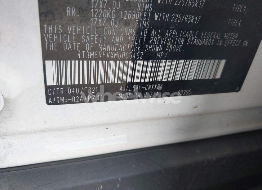 Photo 9 of 2021 Toyota Rav4 HYBRID LE (VIN 4T3M6RFVXMU006462)