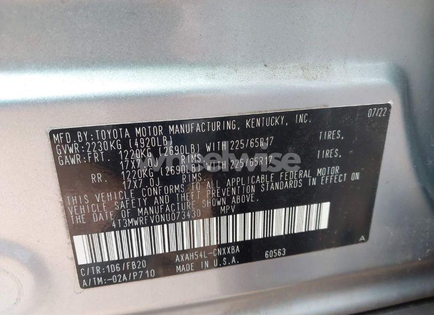 Photo 9 of 2022 Toyota Rav4 HYBRID LE (VIN 4T3MWRFV0NU073430)