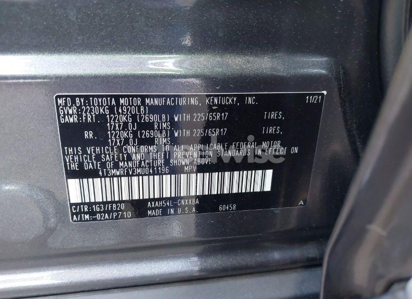 Photo 9 of 2021 Toyota Rav4 HYBRID LE (VIN 4T3MWRFV3MU041196)