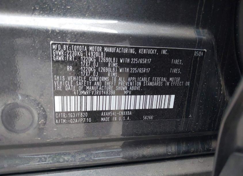 Photo 9 of 2024 Toyota Rav4 HYBRID LE (VIN 4T3MWRFV3RU148398)