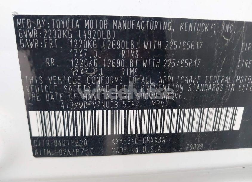 Photo 9 of 2022 Toyota Rav4 HYBRID LE (VIN 4T3MWRFV7NU081508)