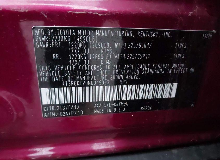 Photo 9 of 2021 Toyota Rav4 HYBRID XLE (VIN 4T3R6RFV0MU019033)