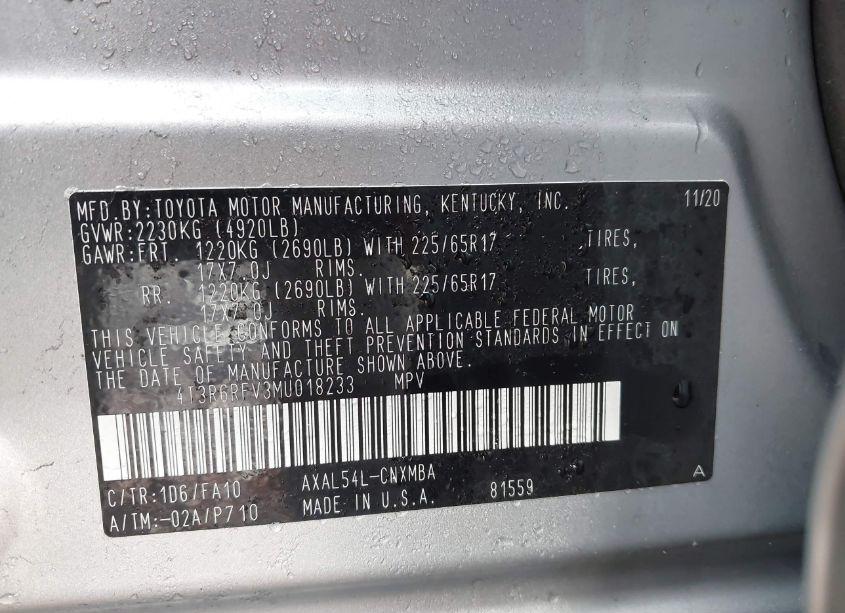 Photo 9 of 2021 Toyota Rav4 HYBRID XLE (VIN 4T3R6RFV3MU018233)