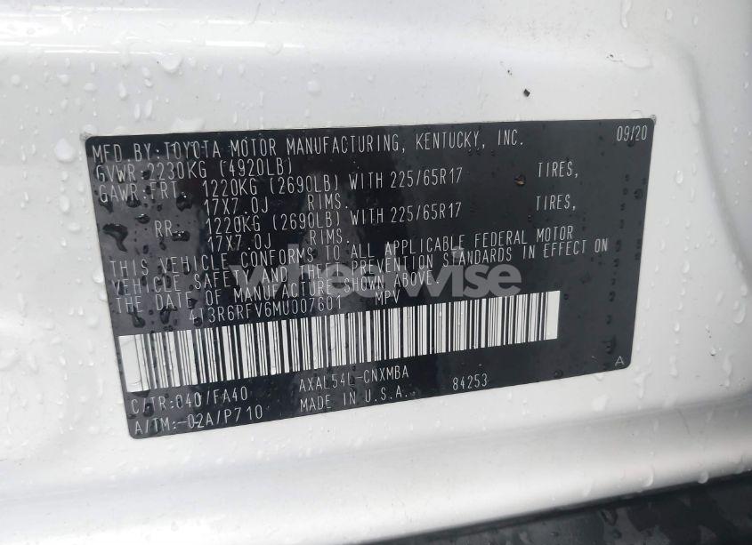 Photo 9 of 2021 Toyota Rav4 HYBRID XLE (VIN 4T3R6RFV6MU007601)