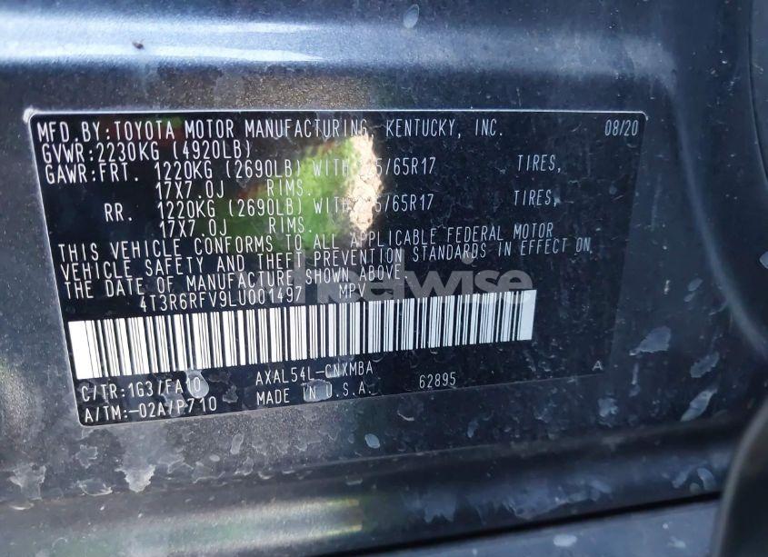 Photo 9 of 2020 Toyota Rav4 HYBRID XLE (VIN 4T3R6RFV9LU001497)