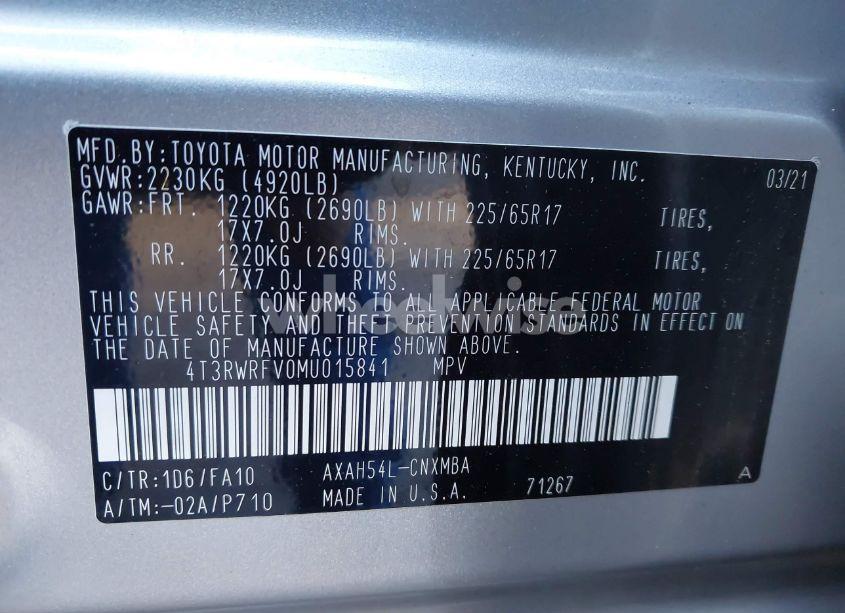 Photo 9 of 2021 Toyota Rav4 HYBRID XLE (VIN 4T3RWRFV0MU015841)