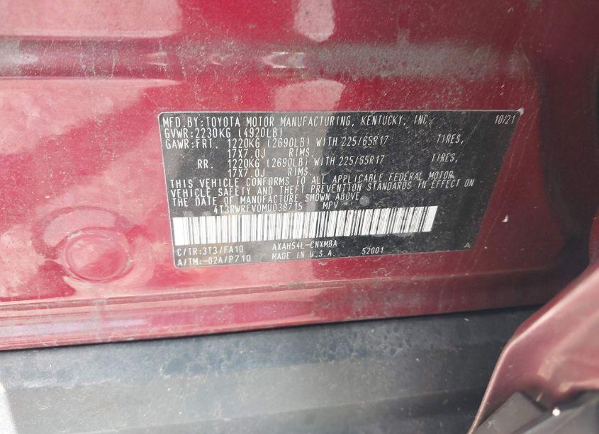 Photo 9 of 2021 Toyota Rav4 HYBRID XLE (VIN 4T3RWRFV0MU038715)