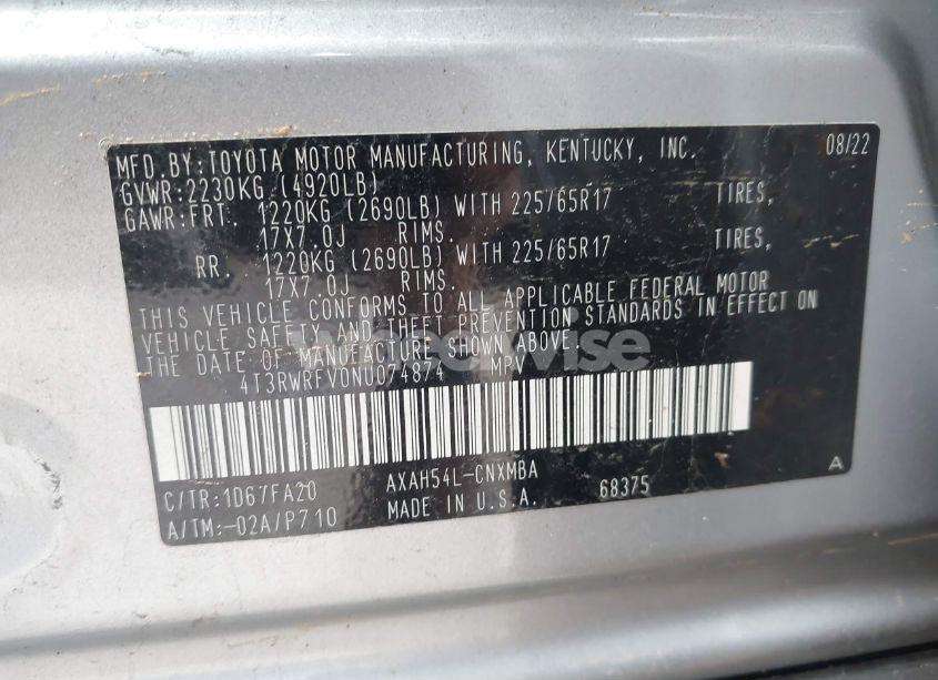 Photo 9 of 2022 Toyota Rav4 HYBRID XLE (VIN 4T3RWRFV0NU074874)