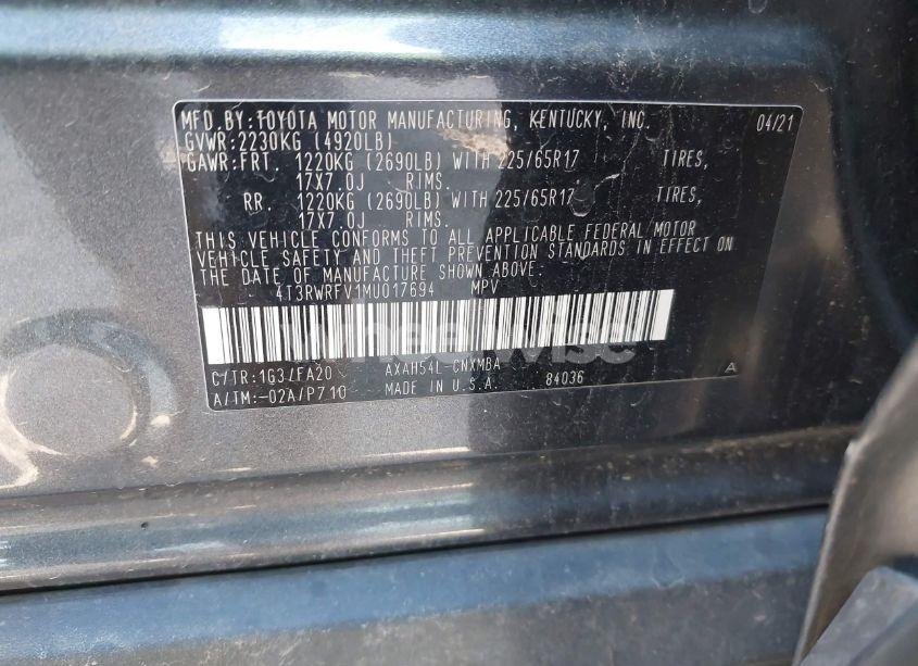 Photo 9 of 2021 Toyota Rav4 HYBRID XLE (VIN 4T3RWRFV1MU017694)