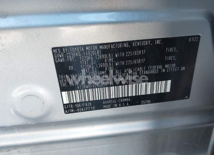 Photo 9 of 2022 Toyota Rav4 HYBRID XLE (VIN 4T3RWRFV2NU050785)