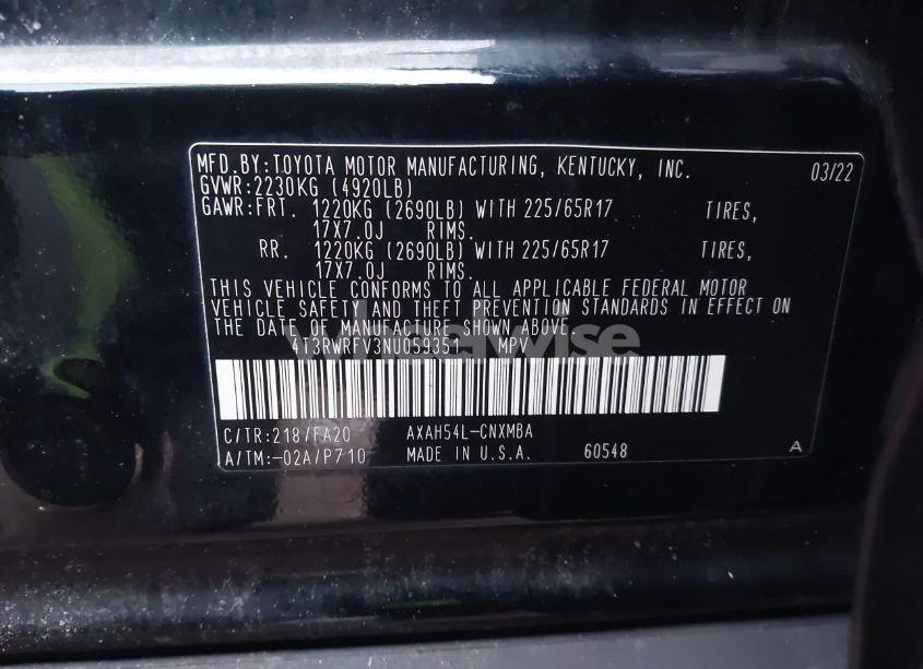 Photo 9 of 2022 Toyota Rav4 HYBRID XLE (VIN 4T3RWRFV3NU059351)