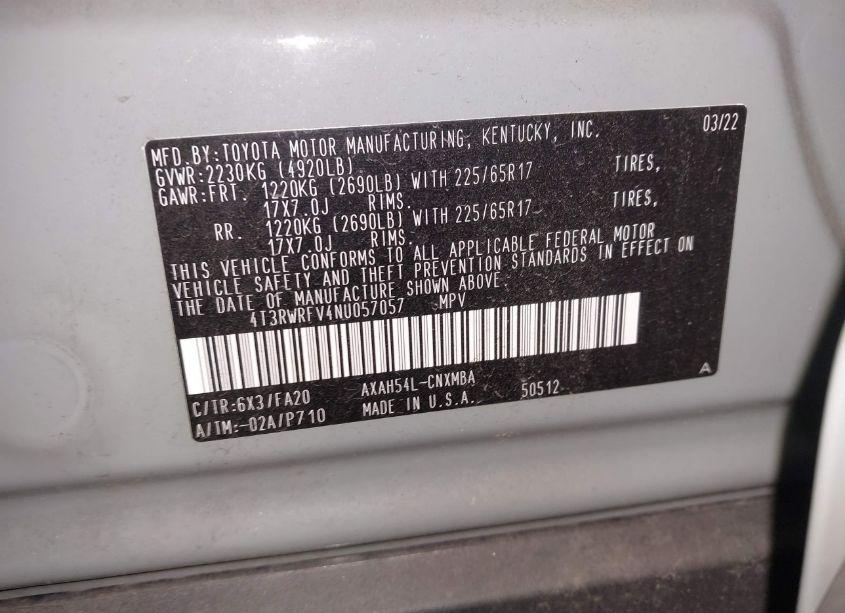 Photo 9 of 2022 Toyota Rav4 HYBRID XLE (VIN 4T3RWRFV4NU057057)