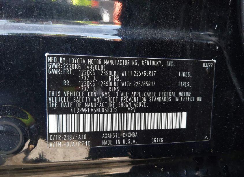 Photo 9 of 2022 Toyota Rav4 HYBRID XLE (VIN 4T3RWRFV5NU058332)