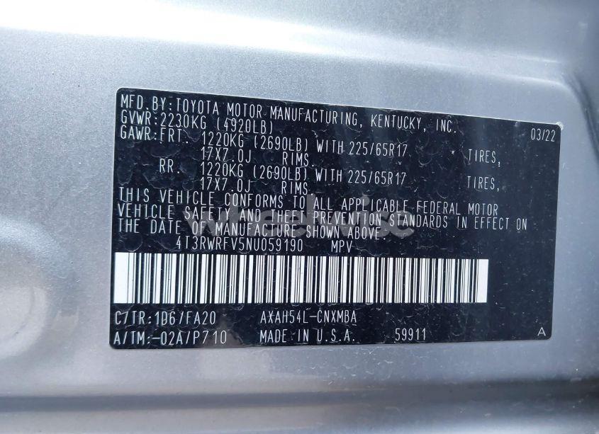 Photo 9 of 2022 Toyota Rav4 HYBRID XLE (VIN 4T3RWRFV5NU059190)