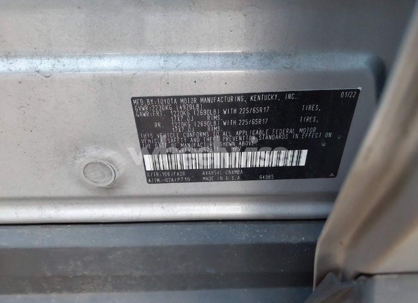 Photo 9 of 2022 Toyota Rav4 HYBRID XLE (VIN 4T3RWRFV7NU052211)