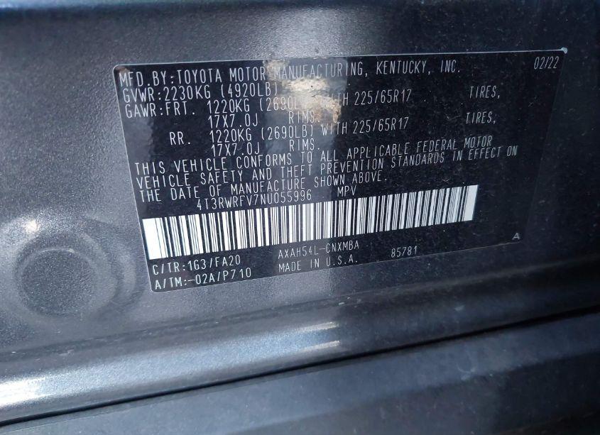 Photo 9 of 2022 Toyota Rav4 HYBRID XLE (VIN 4T3RWRFV7NU055996)