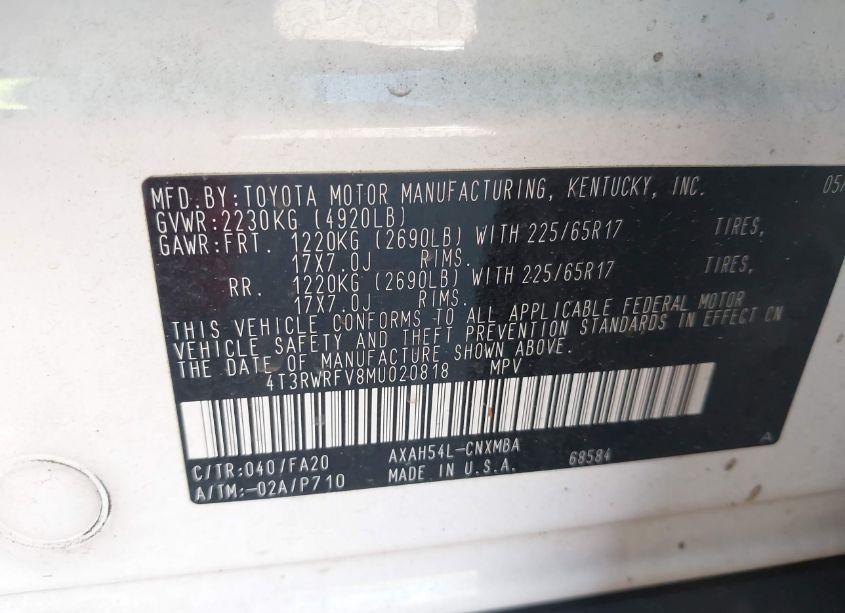 Photo 9 of 2021 Toyota Rav4 HYBRID XLE (VIN 4T3RWRFV8MU020818)