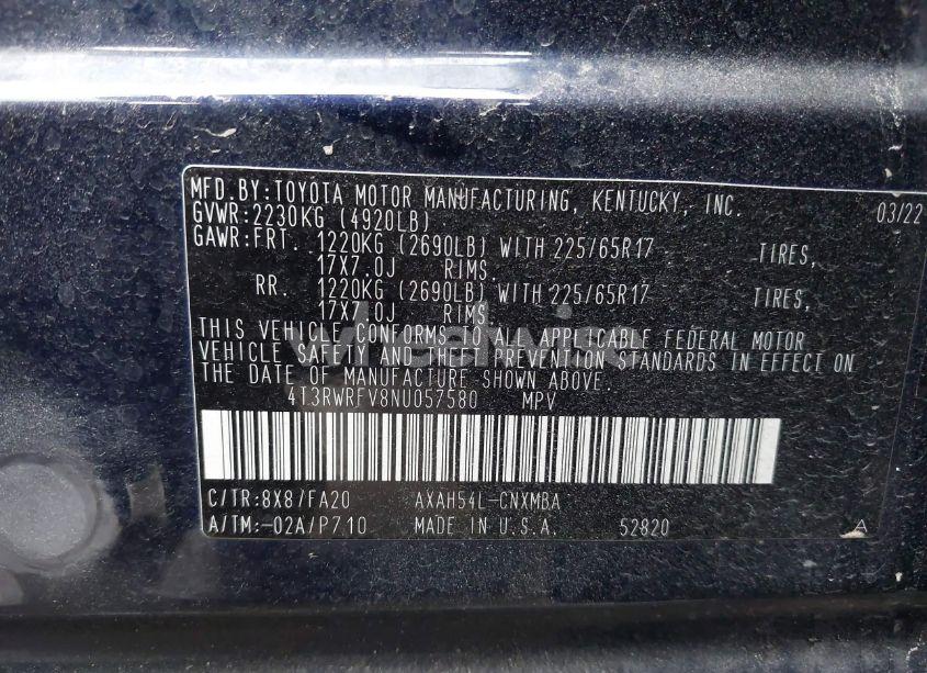 Photo 9 of 2022 Toyota Rav4 HYBRID XLE (VIN 4T3RWRFV8NU057580)