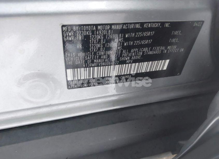 Photo 9 of 2022 Toyota Rav4 HYBRID XLE (VIN 4T3RWRFV9NU064022)