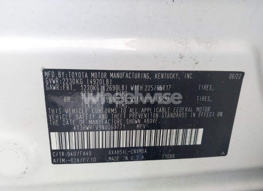 Photo 9 of 2022 Toyota Rav4 HYBRID XLE (VIN 4T3RWRFV9NU069771)