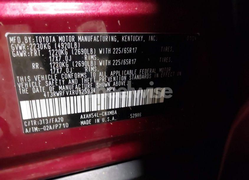 Photo 9 of 2024 Toyota Rav4 HYBRID XLE (VIN 4T3RWRFVXRU125934)