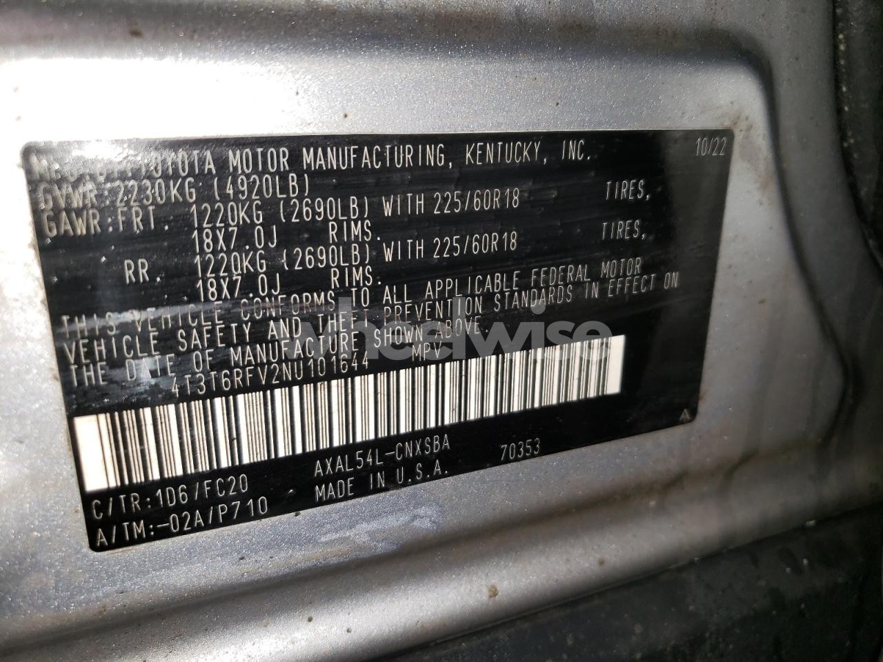 Photo 13 of 2022 TOYOTA RAV4 SE (VIN 4T3T6RFV2NU101644)