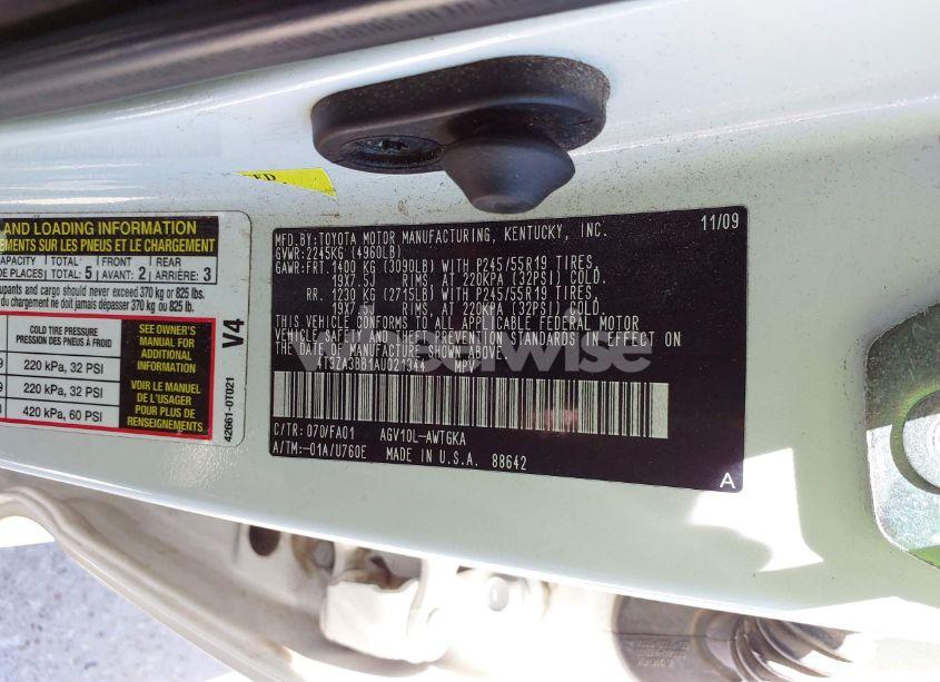 Photo 9 of 2010 Toyota Venza (VIN 4T3ZA3BB1AU021344)