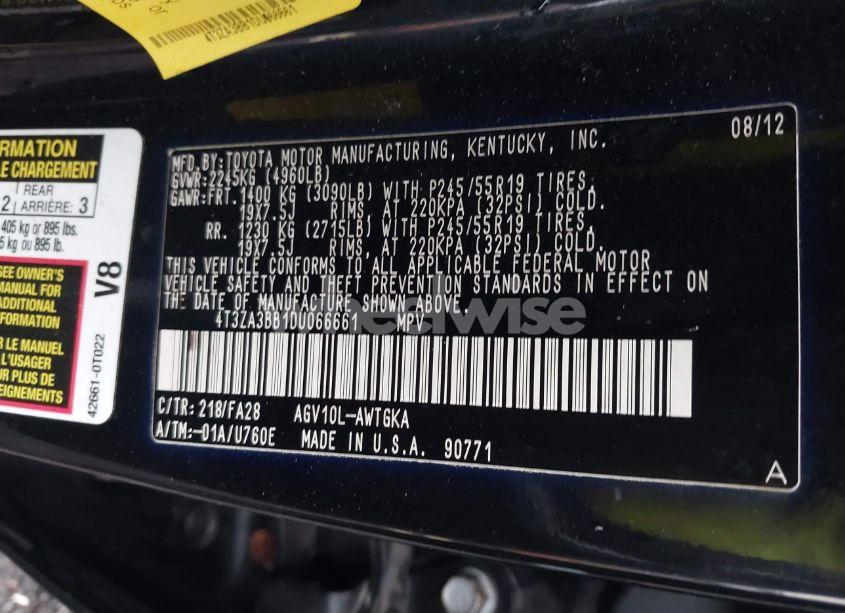 Photo 9 of 2013 Toyota Venza LE (VIN 4T3ZA3BB1DU066661)