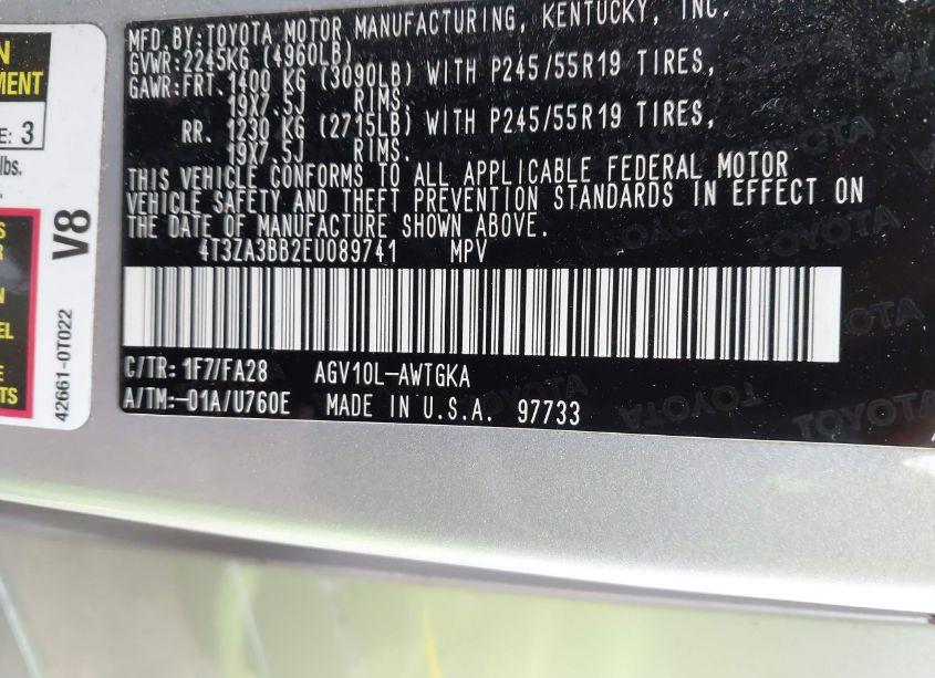 Photo 9 of 2014 Toyota Venza LE (VIN 4T3ZA3BB2EU089741)