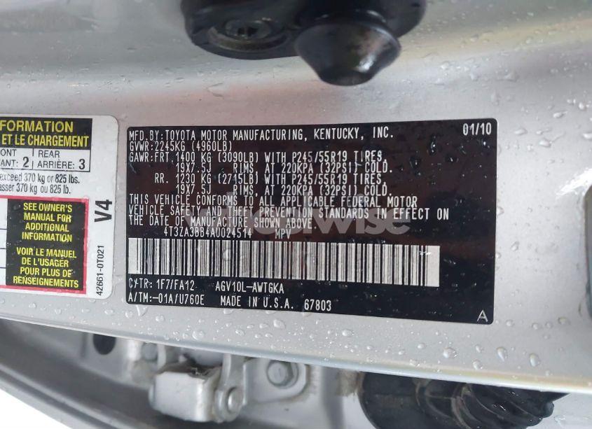 Photo 9 of 2010 Toyota Venza (VIN 4T3ZA3BB4AU024514)