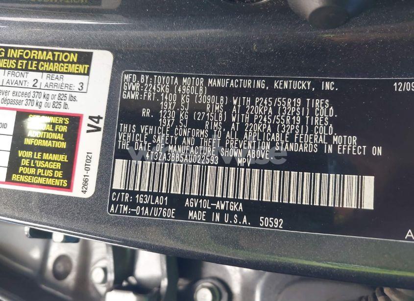 Photo 9 of 2010 Toyota Venza (VIN 4T3ZA3BB5AU022593)