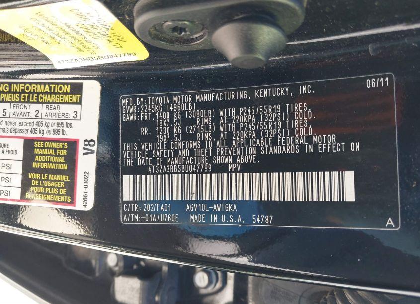 Photo 9 of 2011 Toyota Venza (VIN 4T3ZA3BB5BU047799)