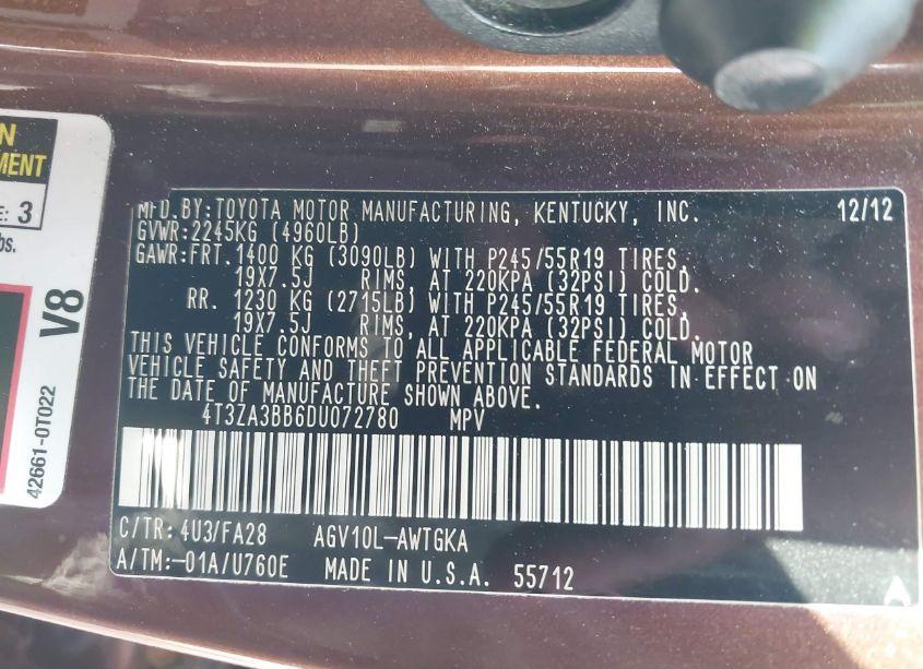 Photo 9 of 2013 Toyota Venza LE (VIN 4T3ZA3BB6DU072780)