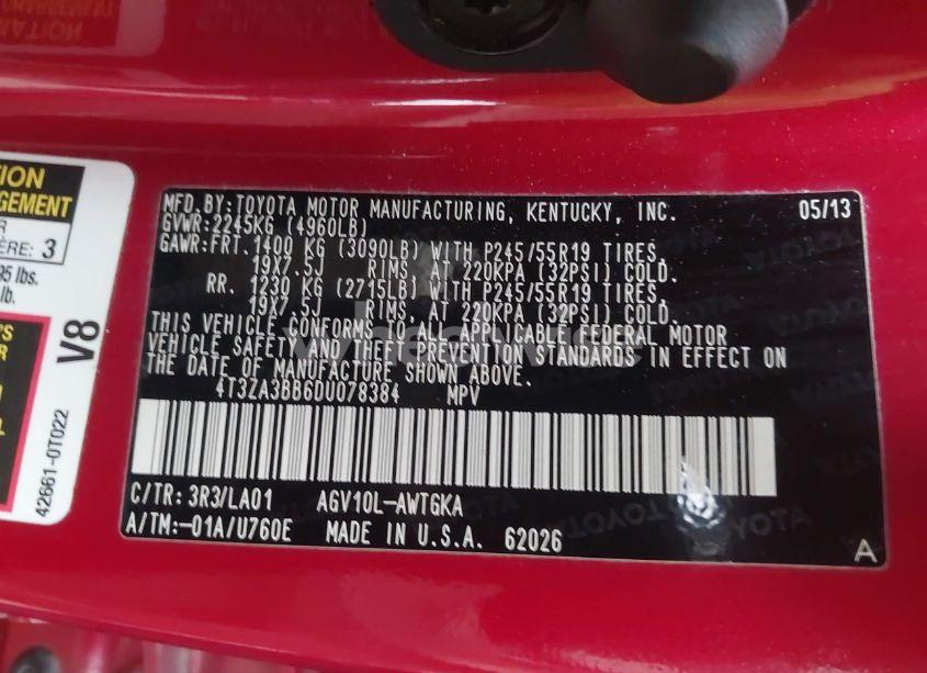 Photo 9 of 2013 Toyota Venza XLE (VIN 4T3ZA3BB6DU078384)