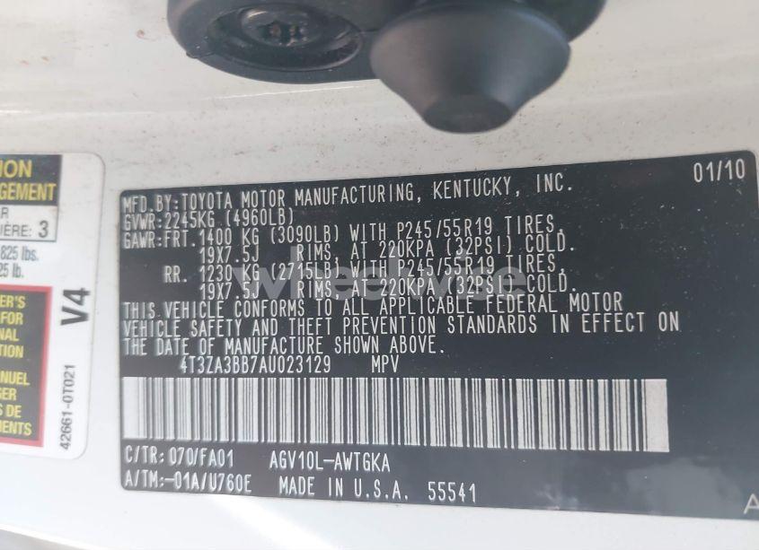 Photo 9 of 2010 Toyota Venza (VIN 4T3ZA3BB7AU023129)