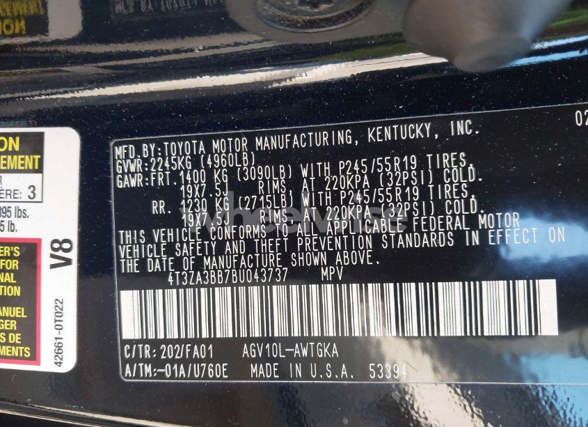 Photo 9 of 2011 Toyota Venza (VIN 4T3ZA3BB7BU043737)