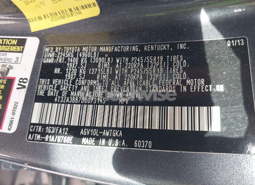 Photo 9 of 2013 Toyota Venza LE (VIN 4T3ZA3BB7DU073145)