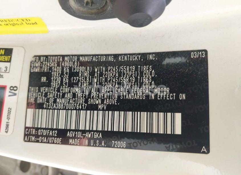 Photo 9 of 2013 Toyota Venza LE (VIN 4T3ZA3BB7DU076417)