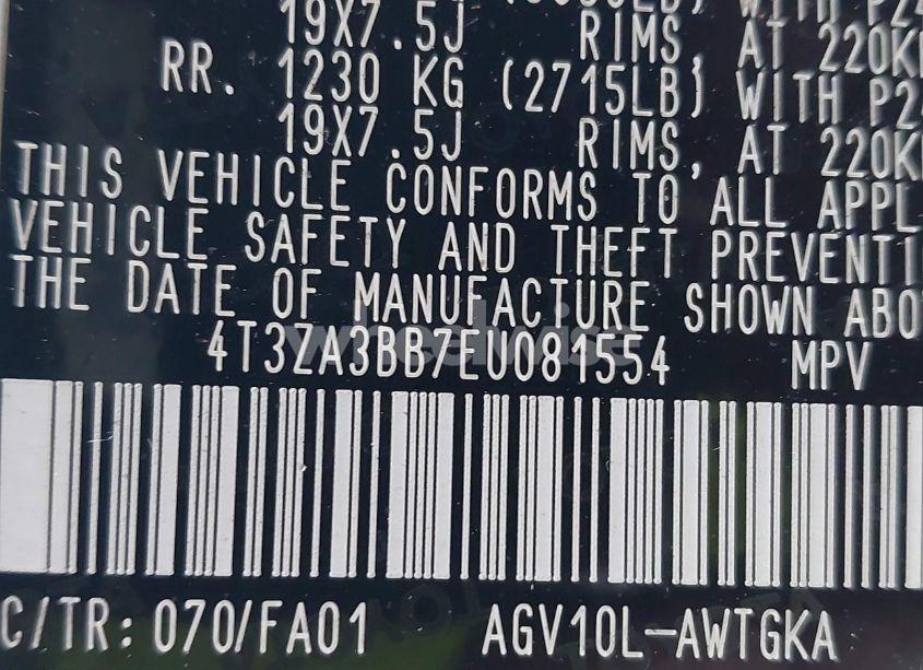 Photo 9 of 2014 Toyota Venza LE (VIN 4T3ZA3BB7EU081554)