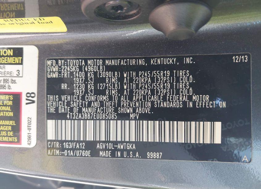 Photo 9 of 2014 Toyota Venza LE (VIN 4T3ZA3BB7EU085085)