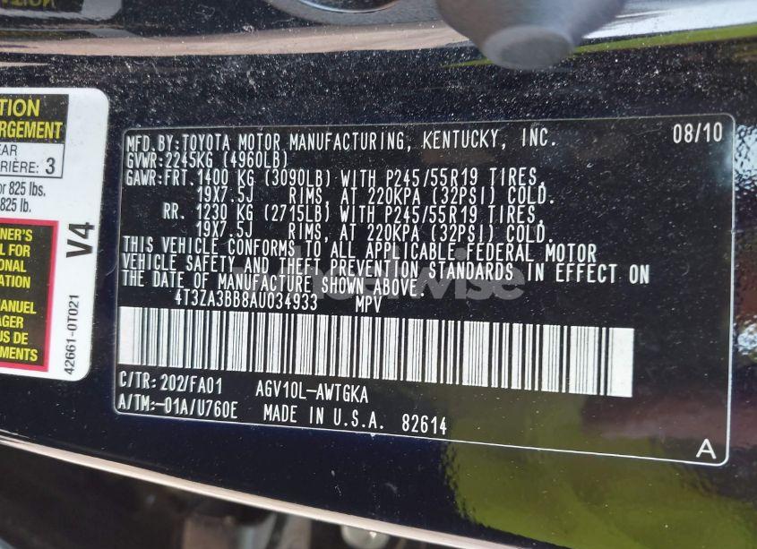 Photo 9 of 2010 Toyota Venza (VIN 4T3ZA3BB8AU034933)