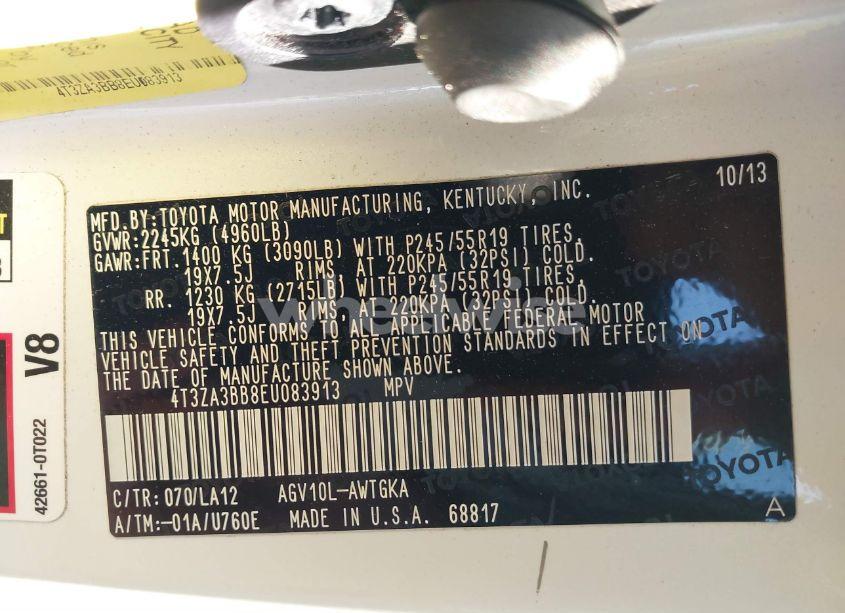 Photo 9 of 2014 Toyota Venza XLE (VIN 4T3ZA3BB8EU083913)