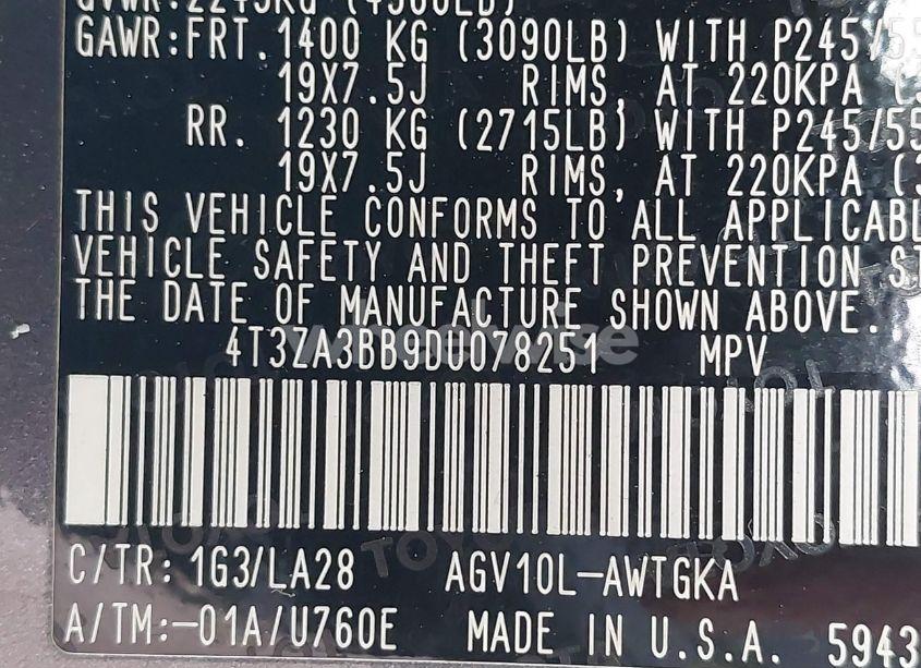 Photo 9 of 2013 Toyota Venza XLE (VIN 4T3ZA3BB9DU078251)