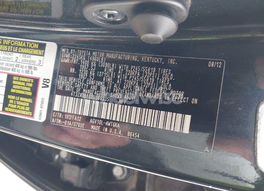 Photo 9 of 2013 Toyota Venza LE (VIN 4T3ZA3BBXDU066335)