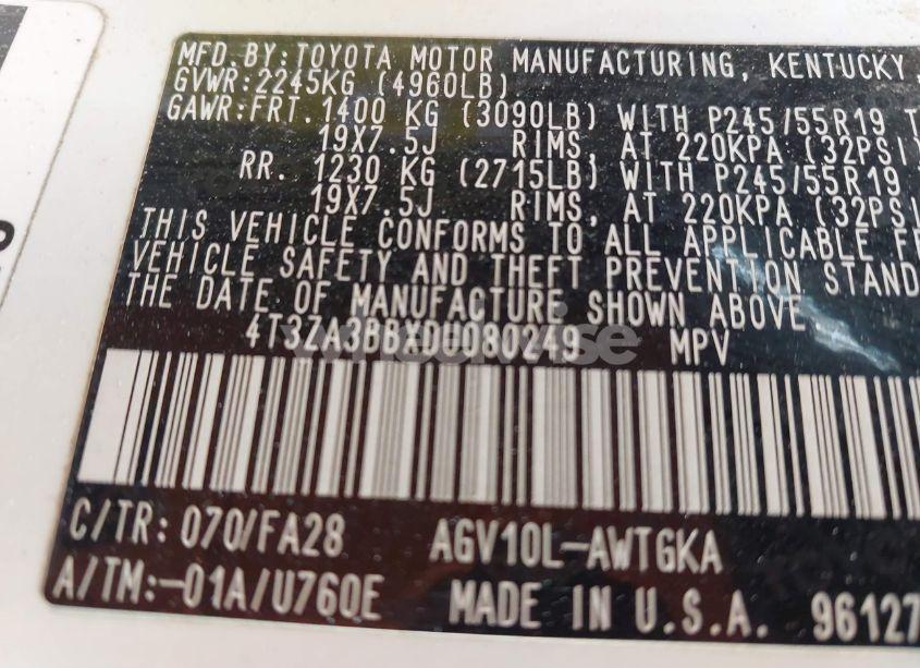 Photo 9 of 2013 Toyota Venza LE (VIN 4T3ZA3BBXDU080249)