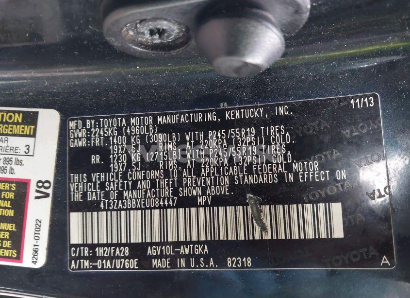 Photo 9 of 2014 Toyota Venza LE (VIN 4T3ZA3BBXEU084447)